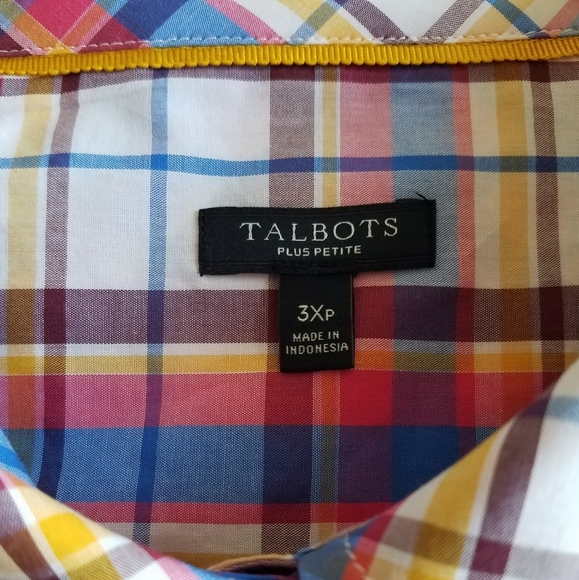 NWOT Talbots Plus Petite Plaid Long Sleeve Shirt Size 3XP 100 % Cotton - Picture 5 of 7